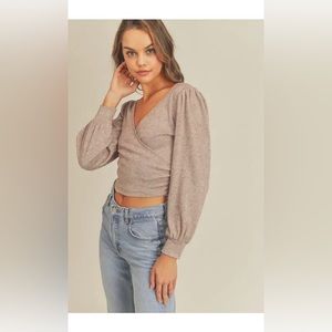 Long Sleeve Cropped Overwrap Top